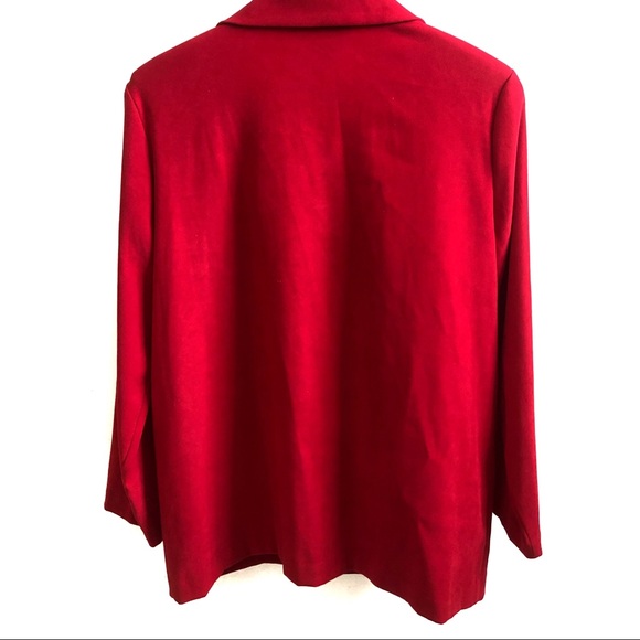Vintage • Red Blazer Suede-Like Single Button - Picture 4 of 16